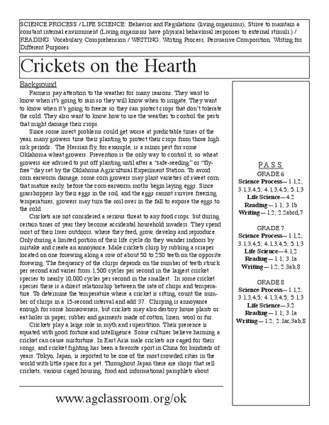 Crickets on the Hearth Lesson Plan