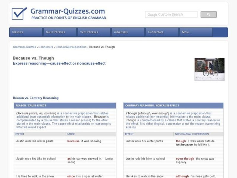 Using Connectors:  Because and Though Interactive