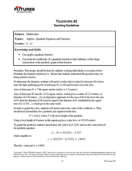 Telescope #2 Lesson Plan