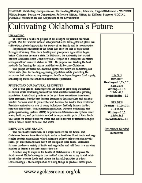 Cultivating Oklahoma's Future Lesson Plan