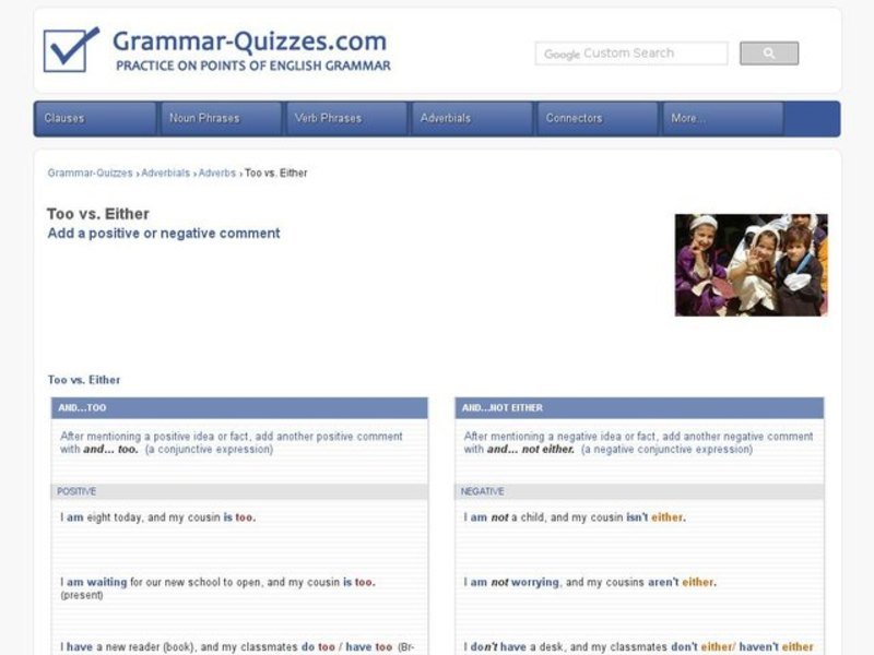 Using Connectors:  Too and Either Interactive