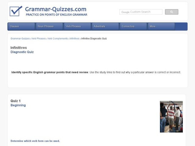 Infinitives: Diagnostic Quiz Interactive