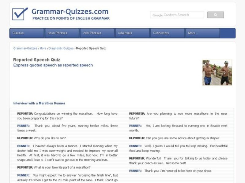 Reported Speech Quiz Interactive