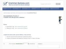 Verbs Followed by Gerunds or Infinitives Interactive