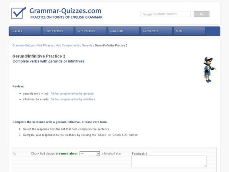 Verbs Followed by Gerunds or Infinitives Interactive