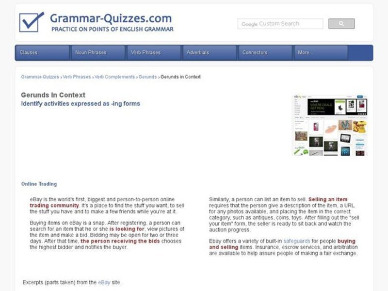 Using Gerunds In Context Interactive