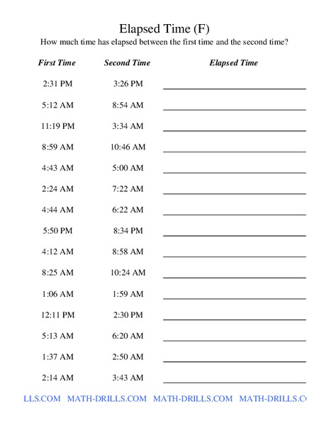 Elapsed Time Worksheet