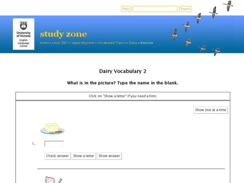 ESL: Dairy Vocabulary Interactive