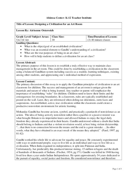 Designing a Civilization for an Art Room Lesson Plan