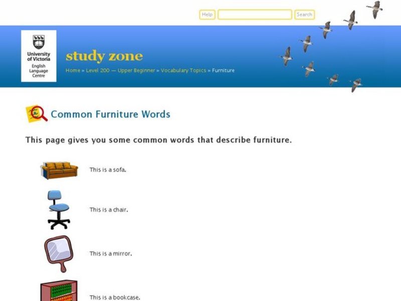 ESL Vocabulary: Common Furniture Words Organizer