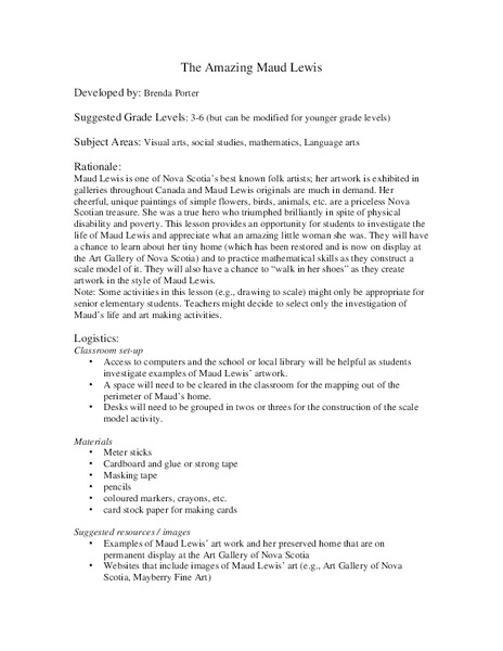 The Amazing Maud Lewis Lesson Plan