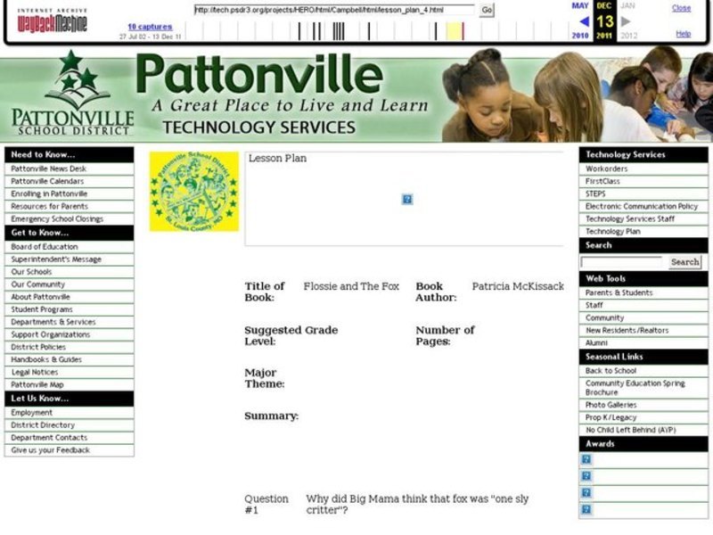 Flossie and The Fox Worksheet