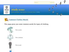 Common Clothes Words Worksheet