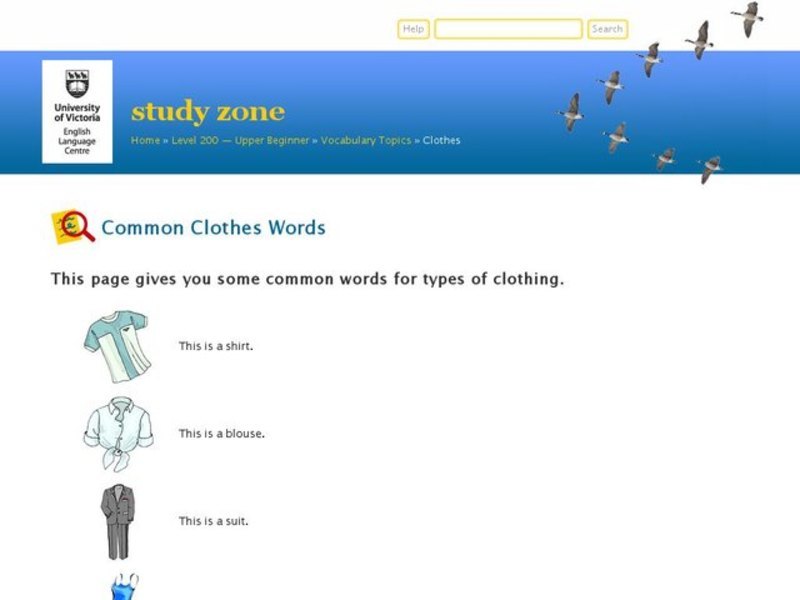 Common Clothes Words Worksheet