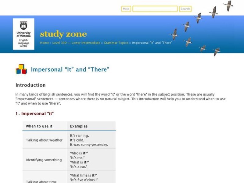 Impersonal "It" and "There" Interactive