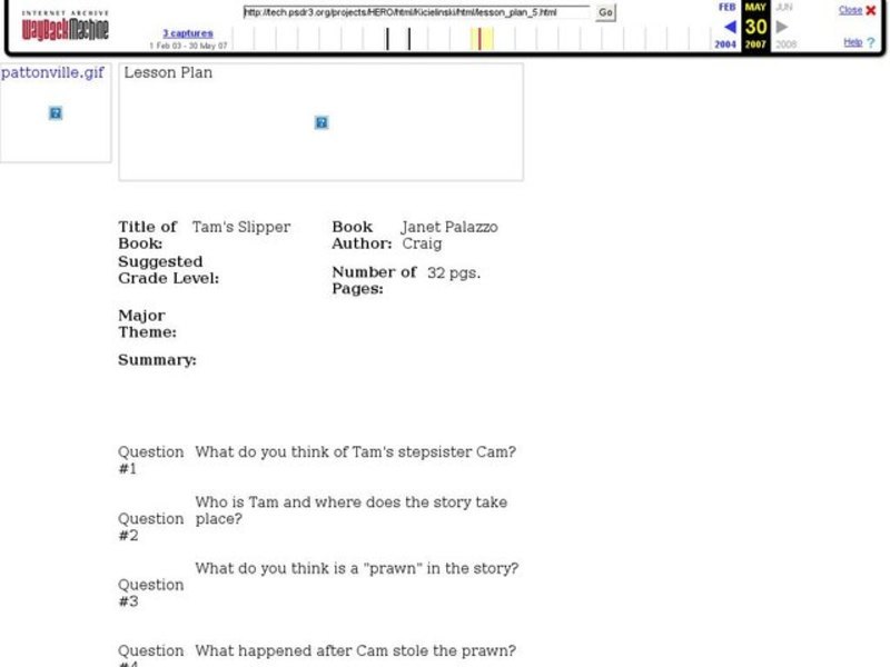 Comprehension Questions for Tam's Slipper Worksheet