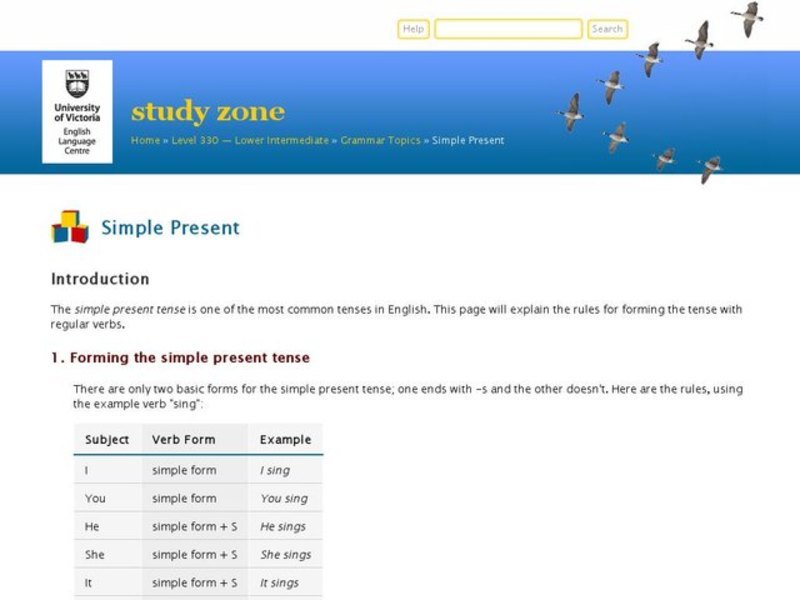 Simple Present Verb Tense Interactive
