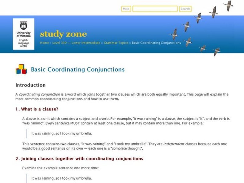 Basic Coordinating Conjunctions Worksheet
