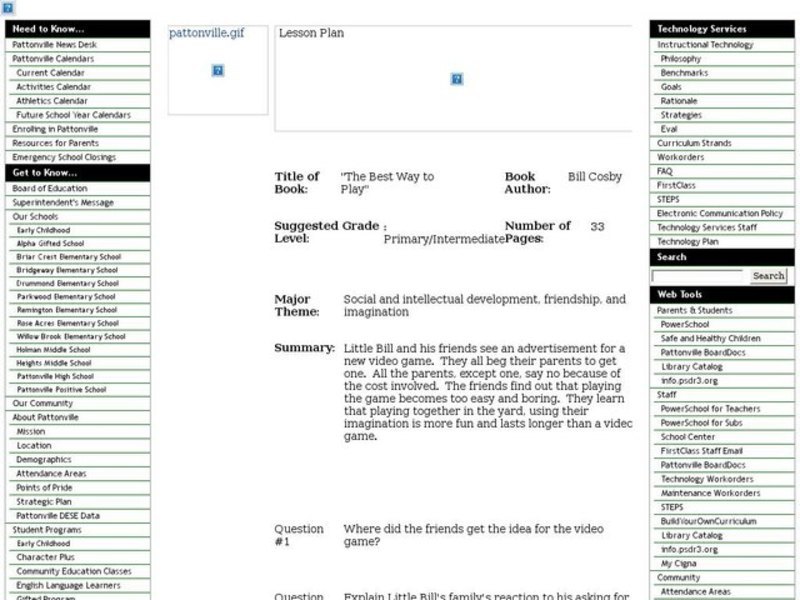 Comprehension Questions for The Best Way to Play Worksheet