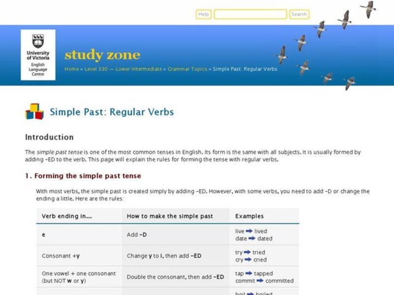 Simple Past: Regular Verbs Interactive