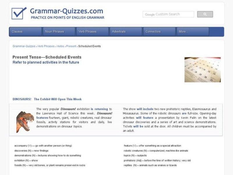 Scheduled Events: indicating planned activities and events Interactive
