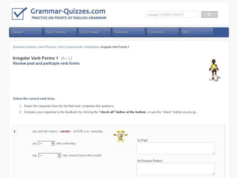 Past/Participle Verb Forms 1: Irregular verb forms Interactive