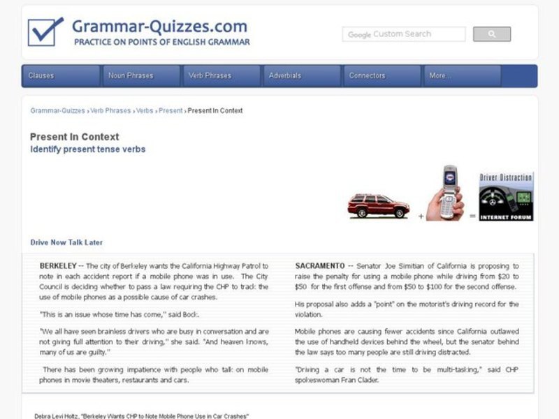 Present in Context: Identifying present tense verbs Interactive