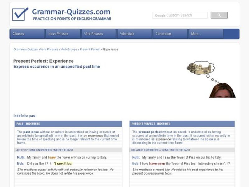 Experience: referring to an activity in the unspecified past Interactive