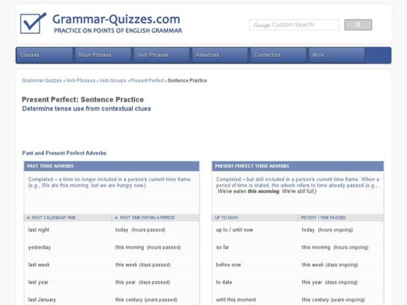 Matching Verb Tense and Adverbs Interactive
