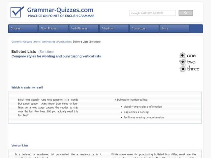 Bulleted Lists: punctuating items in vertical lists Interactive