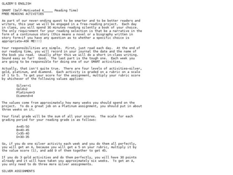 Free Reading Project Lesson Plan