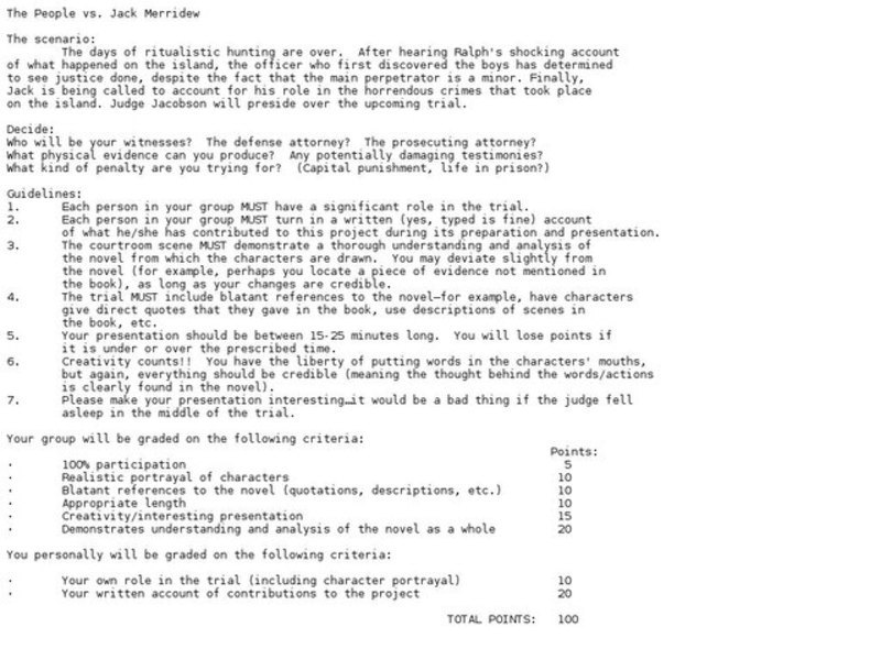 The People vs. Jack Merridew Worksheet