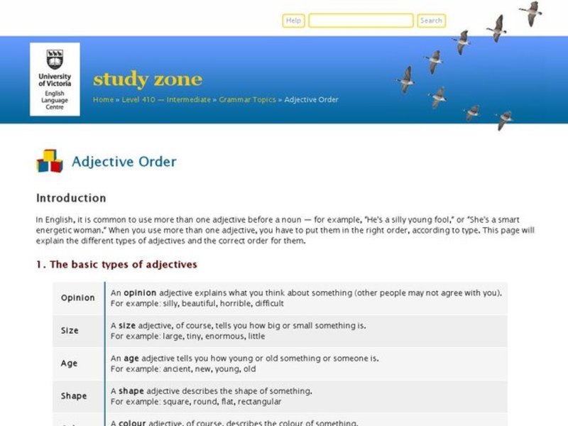 Introduction to Adjective Order Interactive