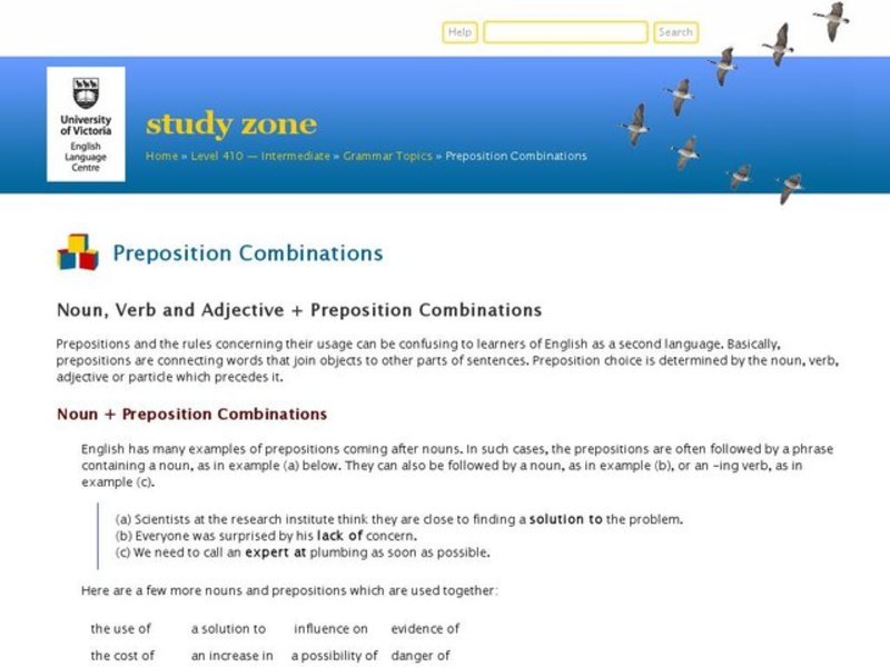 Preposition Combinations Interactive