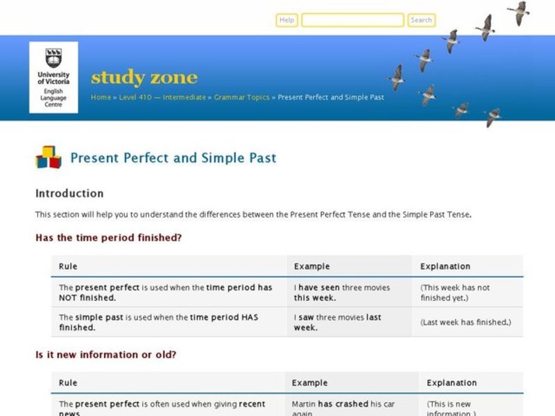 The Present Perfect Tense and the Simple Past Tense Interactive