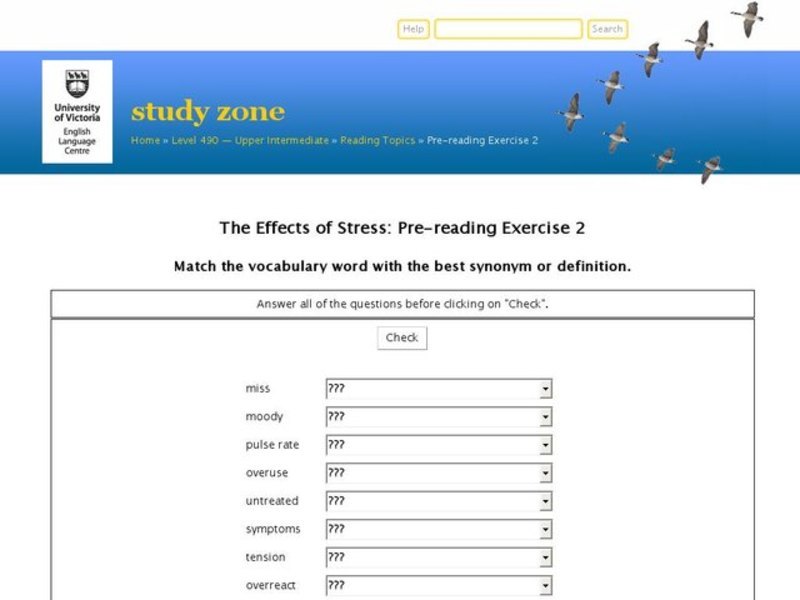 The Effects of Stress: Pre-reading Exercise 2 Interactive