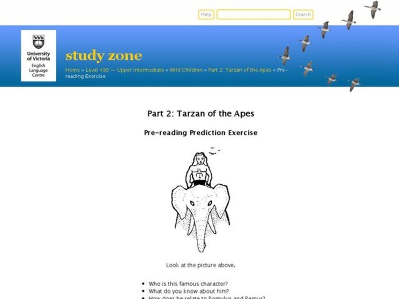 Wild Children II: Pre-Reading Prediction Exercise Interactive