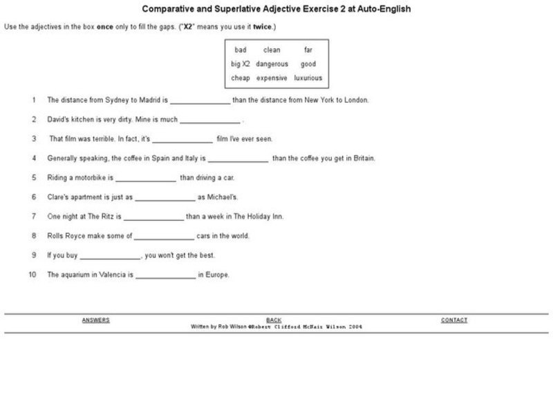 Comparative and Superlative Adjective Interactive