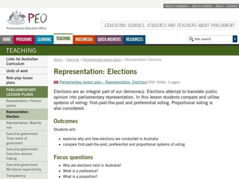 Elections Lesson Plan