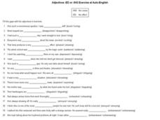 Adjectives:  -ed or -ing Worksheet