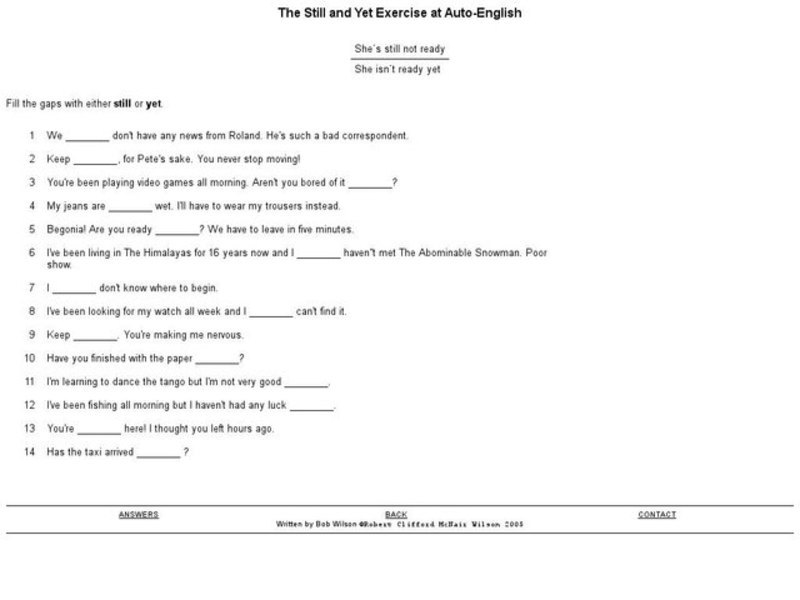 The Still and Yet Exercise Interactive