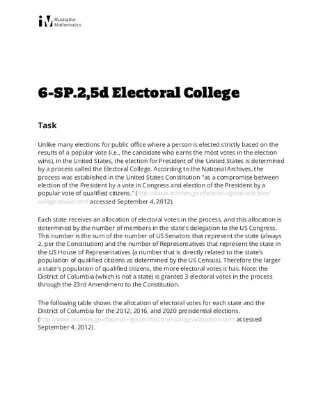 Electoral College Lesson Plan