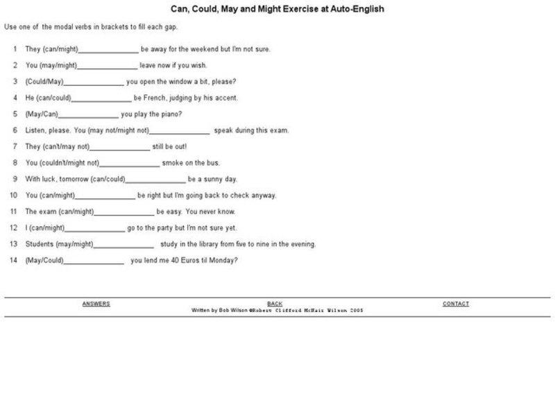 Can, Could, May and Might Exercise Interactive