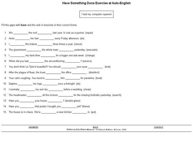 Have Someting Done Exercise Interactive