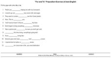"For and To" Preposition Exercises Interactive