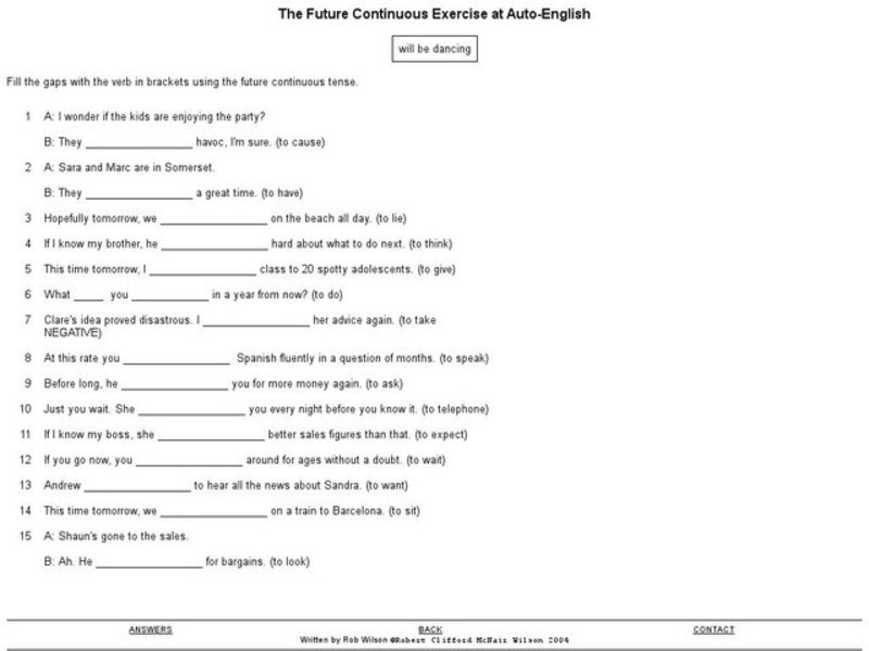 The Future Continuous Interactive