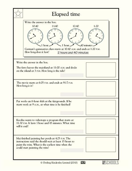 Elapsed Time Worksheet