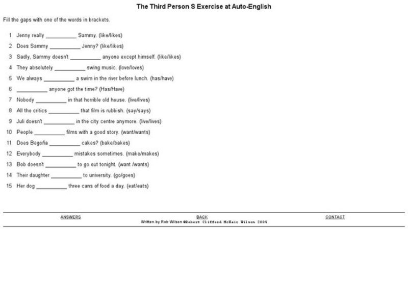 The Third Person S Exercise Interactive
