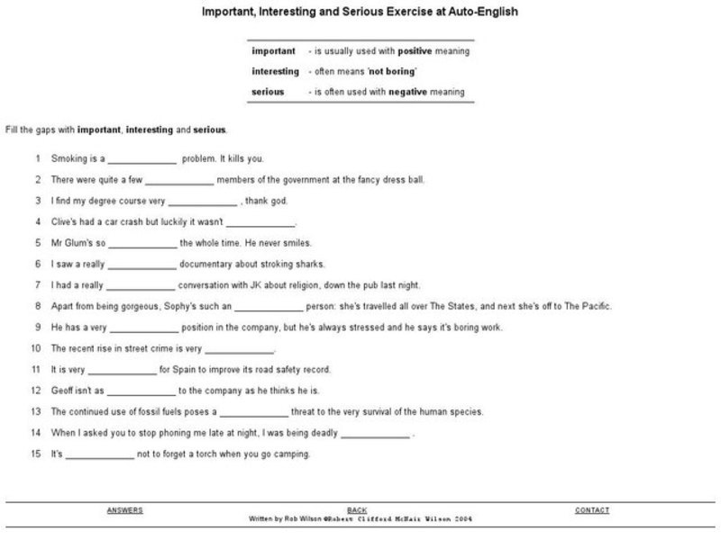 Important, Interesting, and Serious Exercise Interactive