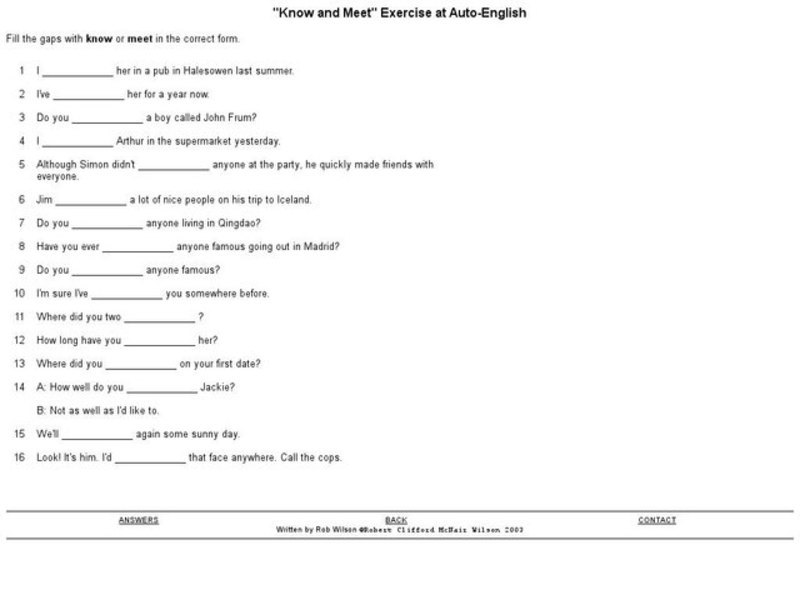 "Know and Meet" Exercise Interactive